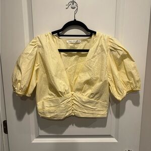 Altar'd State Light Yellow Puff Sleeve Blouse